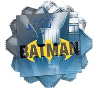 Bold Blue Batman Beverage Napkins (12cm) - Perfect for Themed - Superhero Parties & Events - 16ct