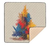 Bold Blur Christmas Tree Large Sturdy Baby Activity Play Mat for Floor Waterproof Baby Play Tummy Time Mat for Babies Infants Toddlers, 50'' x 50''