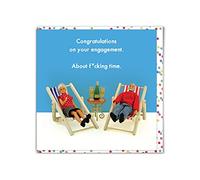 Bold & Bright - Funny Engagement Card - 'About F*cking Time' - For Him Her Friends Mates Couples - Cheeky Novelty Humour Cards - Engaged