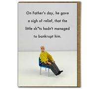 Bold & Bright - Funny Father's Day Card - 'Bankrupt' - Hilariously Funny Cards - Cheeky Cards For Dad From Son Daughter - Sold by Brainbox Candy