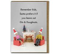 Bold & Bright - Hilariously Funny Christmas Cards - 'Gin & Donuts' - Cheeky Seasonal Xmas Cards - For Him Her Men Women Partner Friend - Sold by Brainbox Candy