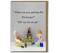 Bold & Bright - Hilariously Funny Christmas Cards - 'Off My Tits' - Cheeky Seasonal Xmas Cards For Her Ladies Women Friends - Sold by Brainbox Candy