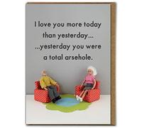 Bold & Bright - Hilariously Funny Valentines Cards - 'Love You More Today' - Cheeky Valentine's Day Card For Him Husband Male Partner Friend
