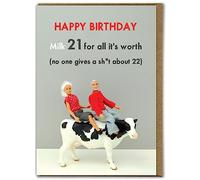 Bold & Bright - Rude 21st Birthday Card - 'Milk It For All It's Worth - Age 21 - Twenty First Birthday - Cheeky Cards For Him Her Son Daughter Friends - From Mum Dad Parents