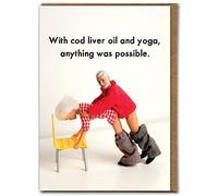 Bold & Bright - Rude Birthday Card - 'Cod Liver Oil And Yoga' - Hilariously Funny Cards For Him Her - Cheeky Cards For Men Women Friends Mates - Novelty Humour Cards