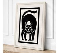 Bold Cat Portrait Minimalist Canvas Wall Art Print 18x12 Inch (46 x 30 cm)