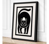 Bold Cat Portrait Minimalist Canvas Wall Art Print 18x12 Inch (46 x 30 cm)