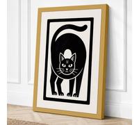Bold Cat Portrait Minimalist Canvas Wall Art Print 18x12 Inch (46 x 30 cm)