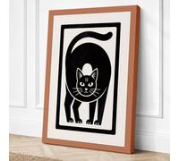Bold Cat Portrait Minimalist Canvas Wall Art Print 24x16 Inch (61 x 41 cm)