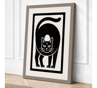 Bold Cat Portrait Minimalist Canvas Wall Art Print 24x16 Inch (61 x 41 cm)