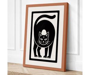 Bold Cat Portrait Minimalist Canvas Wall Art Print 30x20 Inch (76 x 51 cm)