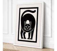 Bold Cat Portrait Minimalist Canvas Wall Art Print 36x24 Inch (91 x 61 cm)