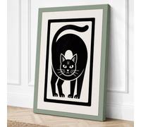 Bold Cat Portrait Minimalist Canvas Wall Art Print 36x24 Inch (91 x 61 cm)