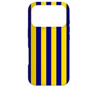 Bold Coastal Classic Navy Blue and Yellow Cabana Tent Stripe Case for iPhone 17 Pro