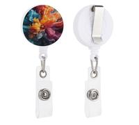 Bold Color Mix Retractable Badge Reel - Personalized ID Name Badge Holder with Lanyard Cute Badges Reel Holder Round Nurse Doctor Name Tag Badges Clip for Work