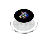 Bold Colorful Geometric Dog Portrait PopSockets PopGrip for MagSafe