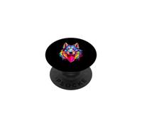 Bold Colorful Geometric Wolf Portrait PopSockets Adhesive PopGrip