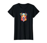 Bold Colourful Abstract Dog Portrait Modern Art Value Graphic T-Shirt, Women, Black, M