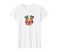 Bold Colourful Abstract Dog Portrait Modern Art Value Graphic T-Shirt, Women, White, XL