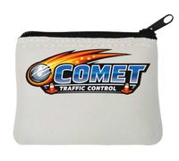 Bold Comet Traffic Control Logo Design Neoprene Coin Purse Pouch 10x11cm White