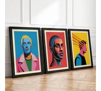 Bold Contemporary Portraits Modern Set of 3 Framed Wall Art Prints A1