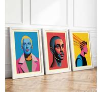 Bold Contemporary Portraits Modern Set of 3 Framed Wall Art Prints A4
