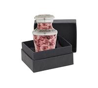 BOLD & DIVINE Beautiful Hand Painted Pink Rose Small keepsake Urns | For Human and Pet Ashes | With Velvet Bag & Funnel - 1 Quantity