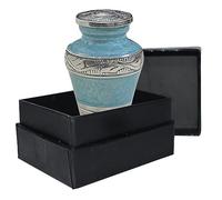 BOLD & DIVINE Beautiful Turquoise Blue Textured Small Keepsake Urns for Human and Pet Ashes | with Velvet Bag & Funnel - 1 Quantity
