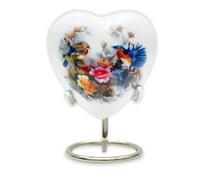 BOLD & DIVINE Birds & Floral Theme Cremation Urn | Human Ashes Adult Memorial urn, Burial, Funeral Cremation Urns (Small_Heart Urn)