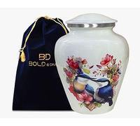 Bold & Divine Birds Pair Floral Design Keepsake Urn for Ashes (Large)