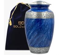 BOLD & DIVINE Blue Floral Cremation Urn for Adult Ashes - Mom & Dad - Large Memorial Urn