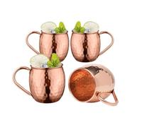 BOLD & DIVINE Copper Straws | Each Copper Mug Weighs 1/2 LBS - Set of 4, Set w/ 4 Straws, 1 Shot Glass, 1 Spoon | Pure Premium Copper Drinking Straws with Food-Safe Lacquer to Keep The Shine