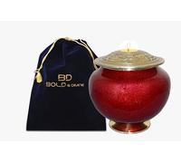 BOLD & DIVINE Cremation Urn for Human Ashes With Candle Holder Stand | Large | 200 Cubic Inches | Red | Human Ashes Adult Memorial urn, Funeral Cremation Urn