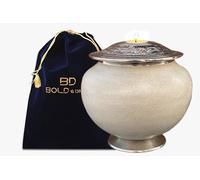 BOLD & DIVINE Cremation Urn for Human Ashes With Candle Holder Stand | Large | 200 Cubic Inches | White | Human Ashes Adult Memorial urn, Funeral Cremation Urn