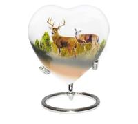 BOLD & DIVINE Deer Print Design Urn | Mini Heart Cremation Urn with Stand & Premium Box | Honor Your Loved One with Urn Heart Shaped - Perfect for Adults & Infants