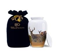 BOLD & DIVINE Grazing Deer Printed Adult Cremation Urn | Large | 200 Cubic Inches | Multicolor | Human Ashes Adult Memorial urn, Burial, Funeral Cremation Urns With Beautiful Velvet Bag