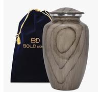 BOLD & DIVINE Grey Wood Grain Finish Cremation Urn | Human Ashes Adult Memorial urn, Burial, Funeral Cremation Urns | 200 Cubic Inches Adult