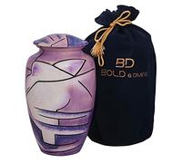 BOLD & DIVINE Hand Painted Purple Cremation Urn | Large | 200 Cubic Inches | Human Ashes Adult Memorial, Burial, Funeral Cremation Urn With Unique Velvet Bag
