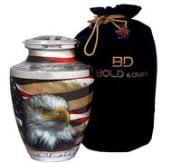 BOLD & DIVINE Patriotic War Veteran American Flag Cremation Urn | Human Ashes Adult Memorial urn, Burial, Funeral Cremation Urns | 200 Cubic Inches Adult/Large