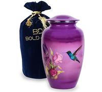 BOLD & DIVINE Purple Hummingbird Cremation Urn | Human Ashes Memorial urn, Burial & Funeral Cremation Urn - 200 Cubic Inches (Large)