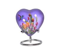 Bold & Divine Purple Hummingbird Heart Keepsake Urn - Mini Heart Cremation Urn with Stand & Premium Box - Small Keepsake Urn - Honor Your Loved One with Urn Heart Shaped - Perfect for Adults & Infants