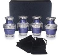 BOLD & DIVINE | Silver Linings Purple Keepsake Urns | Small | Mini Urn Set of 4 | For Human Ashes With Box and Velvet Bags