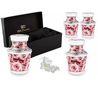 BOLD & DIVINE Small Keepsake Cremation Urns | Hand Painted Pink Rose, 3"
