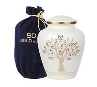 BOLD & DIVINE Tree of Life Cremation Urn - Cremation Urn for Human Ashes - Hand Made in Aluminum - Suitable for Cemetery Burial or Niche - Large Size fits Remains of Adults up to 200 lbs
