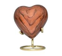 BOLD & DIVINE Wooden Textured Theme Keepsake Urn | Human Ashes Memorial Urn, Burial, Funeral Cremation Urns (Red Cherry Wood, Heart Shape)
