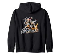 Bold Dog On Motocross Bike Fearless Rider Zip Hoodie