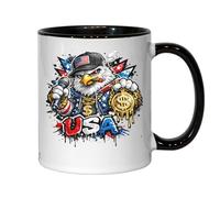 Bold Eagle Representing American Pride Ceramic Tea Coffee Mug Black