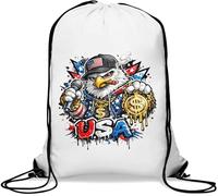 Bold Eagle Representing American Pride Gym Sack Casual Drawstring Bag White