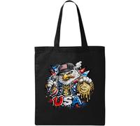Bold Eagle Representing American Pride Natural Cotton Tote Bag Black