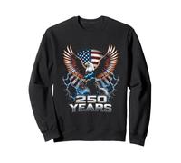 Bold Eagle Soaring with American Flag Background Sweatshirt